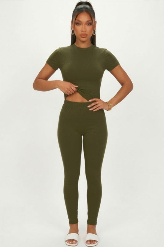 Basic Solid Leggings - Olive
