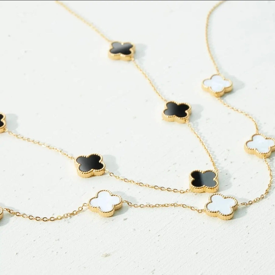18k gold dipped stainless steel necklace  - White