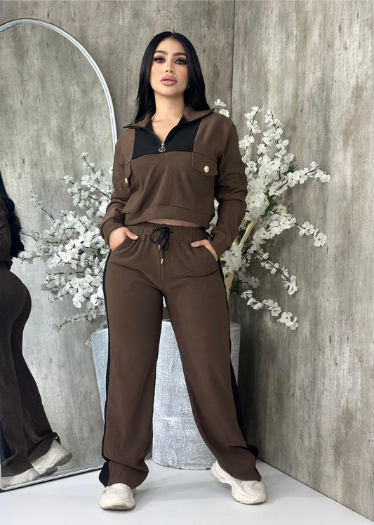 Make Your Move Pant Set - Brown