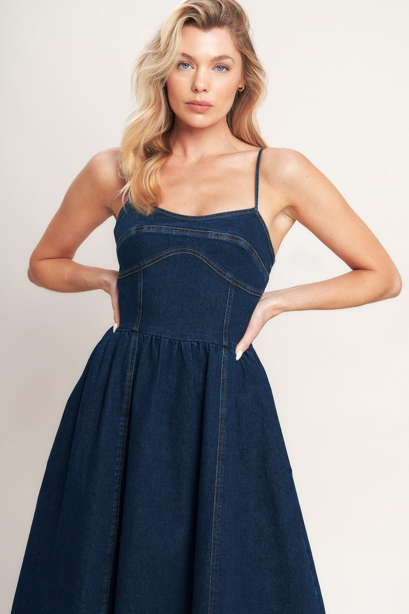 Sweetheart Denim Midi Dress
