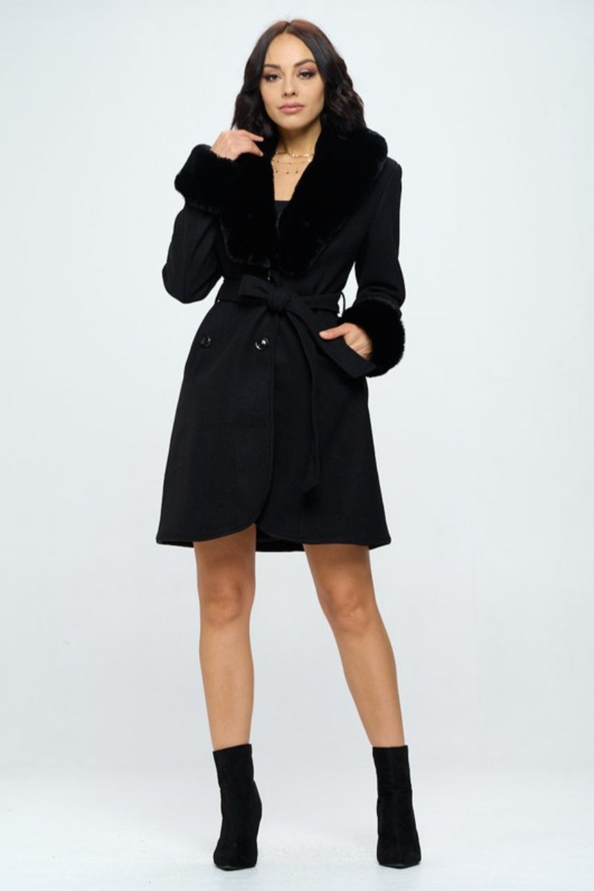 Elsa Vegan Wool Coat - Black