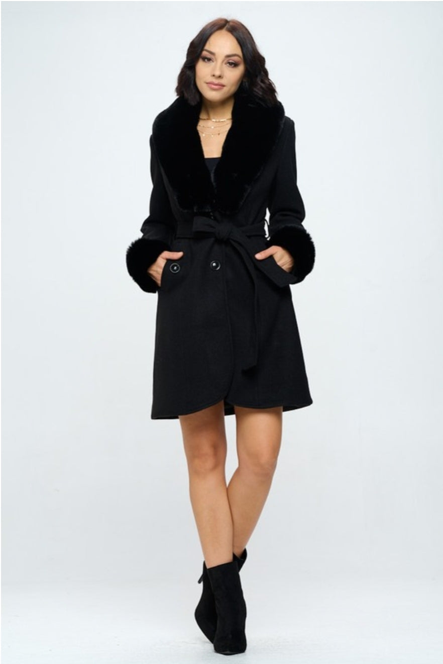 Elsa Vegan Wool Coat - Black